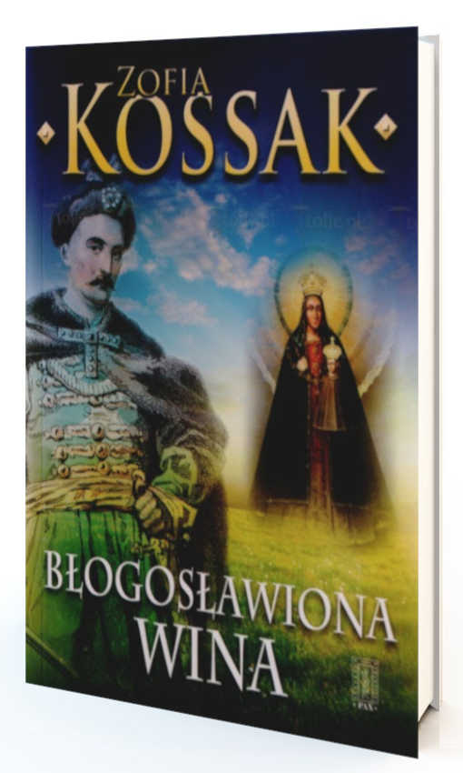 W tle ląki po lewej stronie portret magnata a po prawej wizerunek Matki Boskiej Kodeńskiej.